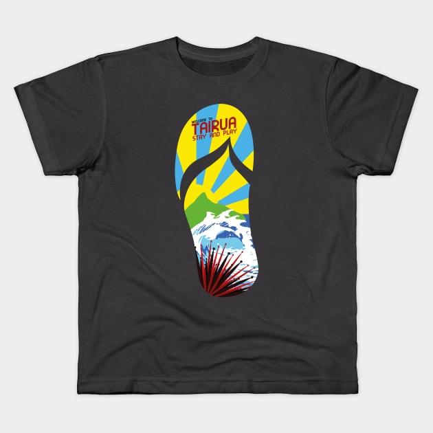 Tairua Jandal (Front Print) Kids T-Shirt by Astroman_Joe